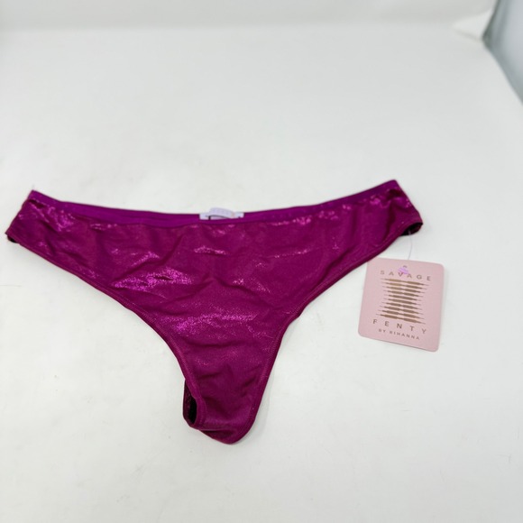 Savage X Fenty Other - Savage X Fenty Women Medium Purple Metallic Shimmer Thong Panty Rihanna Lingerie